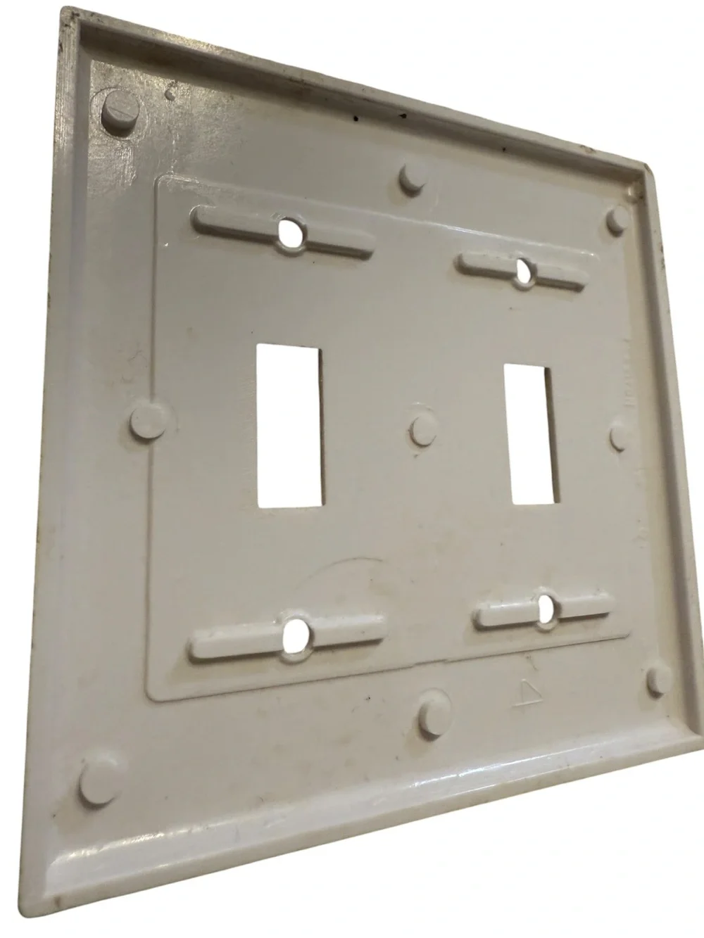 Used White 2-Gang Toggle Switch Wall Plate - Standard 4.5